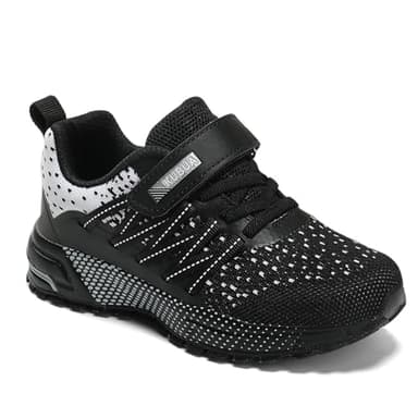 Kids Sneakers for Boys Girls Running Tennis Shoes Lightweight Breathable Sport Athletic Black White B Size US 1 Big Kid - Image 6