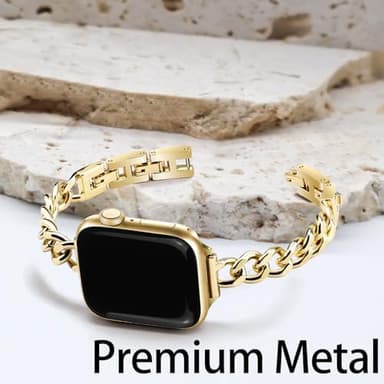 Slim Gold Band for Women Feminine Elegant Compatible with Apple Watch 38mm 40mm 41mm 42mm (S10/11) Adjustable Metal Strap Dressy Chain Bracelet for iWatch Series 11/10/9/8/7/6/5/4/SE/3/2/1 - Image 8
