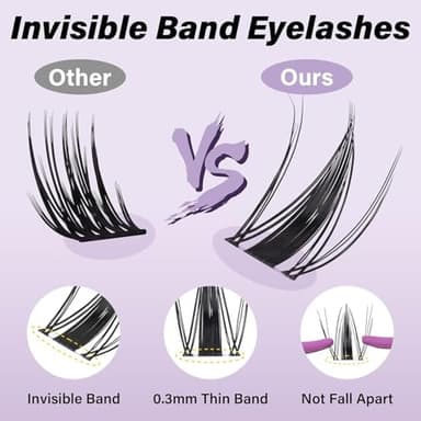 B&Q Fairy Lash Clusters Kit Natural Lashes Clusters Wispy Invisible Band Manga Lashes Individual Lashes Bond and Seal Eyelash Extension Kit Easy Removal (Fairy Kit-8-18MIX) - Image 2