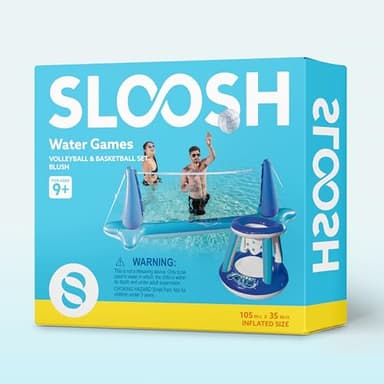 JOYIN Inflatable Volleyball Net & Basketball Hoops Pool Float Set; Balls Included for Kids/Adults, Summing Pool Game, Floating, Summer Floaties, Volleyball Court |Basketball,L-Dark Blue - Image 8