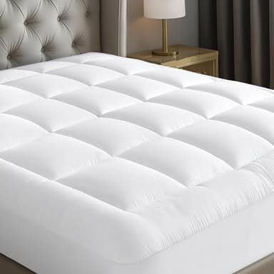 Cloud-Like Twin Mattress Topper - 100% Cotton Top Mattress Pad for Back Pain Relief - Breathable & Naturally Cooling for Hot Sleepers - Image 1