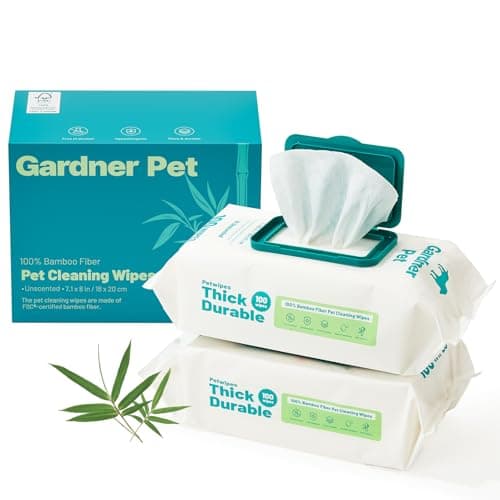 Gardner Pet Bamboo Dog Wipes for Paws and Butt, Dog Face Wipes Cleaning Deodorizing, Soothing Pets Wipes with Coconut Oil, Extra Thick Cat Wipes, Puppy Wipes, Unscented 200 Count - Image 1