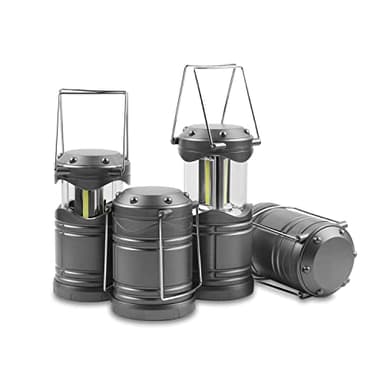Lichamp LED Camping Lantern, 4 Pack Battery Powered Flashlight for Power Outages, Portable Collapsible Hanging Light Essential for Home, Outdoor, Emergency Lamp Survival Kit Gear for Hurricane, Gray - Image 1