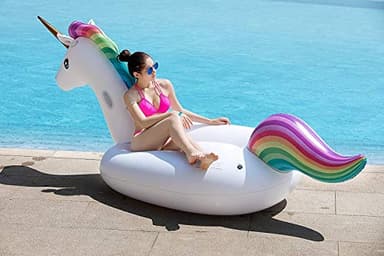 Jasonwell Giant Inflatable Unicorn Pool Float Floatie Ride On with Fast Valves Large Rideable Blow Up Summer Beach Swimming Pool Party Lounge Raft Decorations Toys Kids Adults - Image 7