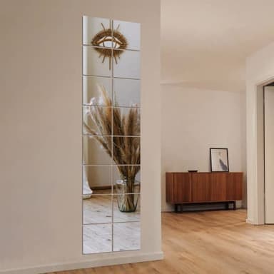 Delma Home Gym Mirrors, 12'' x 12'' Glass Mirror Tiles (16 PCS), Square Large Wall Mirror for Home Gym, Bedroom, Door,Bathroom, Frameless Mirror Sets - Image 4