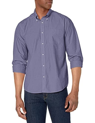 Brooks Brothers Men's Long Sleeve Button Down Cotton Poplin Friday Sport Shirt, Solid, Navy, Small - Image 1