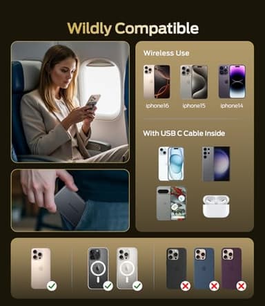 MOVE SPEED 0.3'' Ultra Slim MagSafe Portable Charger, 5000mAh Magsafe Battery Pack iPhone 17 Air Accessories, Magnetic Power Bank with USB C Port for iPhone 17 Pro Max Air/16/15/14/13/12, Glacier Gray - Image 3