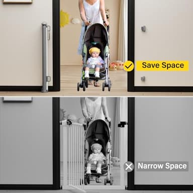 Babepai Retractable Baby Gates for Stairs, Dog Gates for Doorways, Mesh Baby Gate Extends to 54" Wide 34" Tall, Pet Gate Indoor Use for Hallways, Porch, Patio, Outdoor - Gray - Image 4