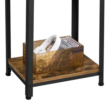 Yaheetech Large 3-Tier Tall End Table, 30 Inches High Side Table with Wooden Shelves & Strong Metal Frame for Living Room Small Space, 12 x 16 x 29.5 inches，Rustic Brown - Image 7