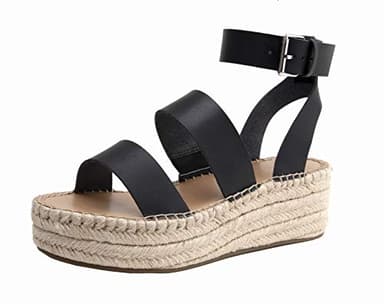 The Drop Women's Listilla Espadrille Flatform Ankle Strap Sandal Wedge, Faux Leather Black, 12 - Image 1