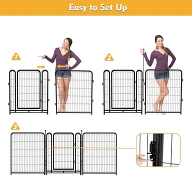 Getlay Dog Playpen 48 inch(H) 8 Panels Total 17.7 Ft(L) Dog Fence Outdoor for Yard. Wide Door Low Threshold，Metal Dog Pen Heavy Duty Pet Puppy Exercise Pen for Rv Camping Garden Yard - Image 2