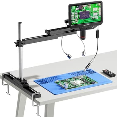 Andonstar AD409 SA 10.1'' HDMI Soldering Digital Microscope with Slide Rail Arm, Endoscope, 300X USB Electronic Microscope Camera for Professional PCB Repair, Soldering, Electronics, Windows PC - Image 1