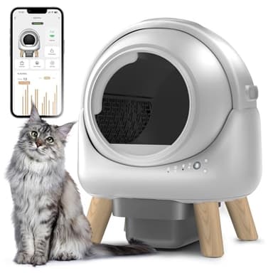 SHETAZ Self Cleaning Litter Box,Automatic Cat Litter Box for Multiple Cats,White JGB