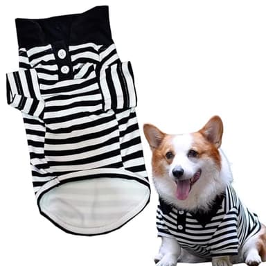 Cute Dog Clothes Striped Dog Polo Shirts Cute Sweater Puppy Clothes Gentle Sweater Pet Clothes for Small Medium Large Dogs Cats (Black Stripe, XXL Size for 30-40lb Pets) - Image 1