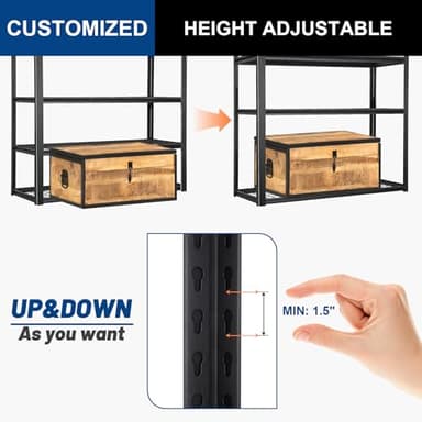 BILT HARD 48" W Garage Shelving 3000 LBS, 72" H x 18" D Storage Shelves, 5-Tier Industrial Heavy Duty Storage Shelves, Steel Shelving with Adjustable Rack, Black - Image 5