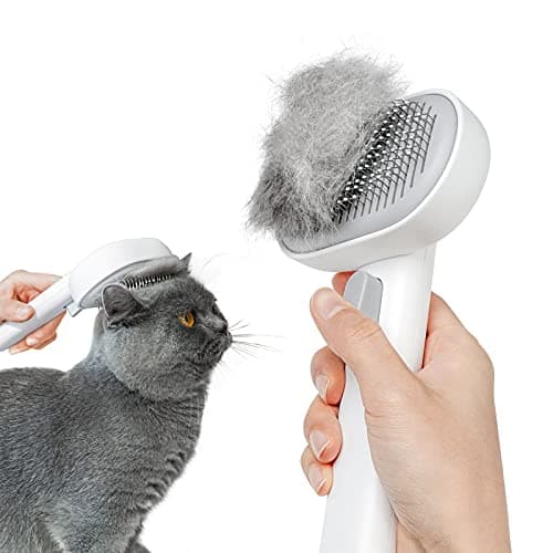 aumuca Cat Brush for Shedding, Cat Brushes for Indoor Cats, Cat Brush for Long or Short Haired Cats, Cat Hair Brush Cat Grooming Deshedding Brush for Dog Kitten Rabbit Massage Removes Loose Fur, White - Image 1