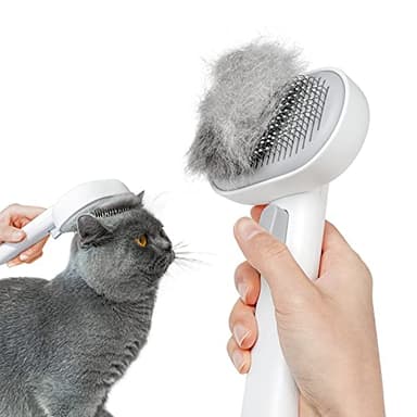 aumuca Cat Brush for Shedding, Cat Brushes for Indoor Cats, Cat Brush for Long or Short Haired Cats, Cat Hair Brush Cat Grooming Deshedding Brush for Dog Kitten Rabbit Massage Removes Loose Fur, White - Image 1