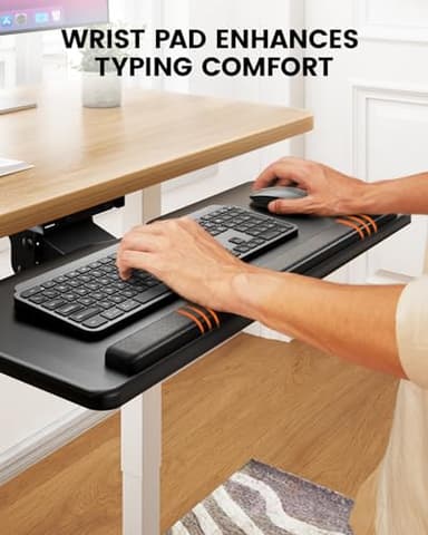 ErGear Keyboard Tray Under Desk, Height Adjustable Mouse & Keyboard Tray with Swivel & Tilt, Ergonomic Sliding KeyboardTray Slide Out for Typing, Black, 25"W x 9.8"D - Image 7