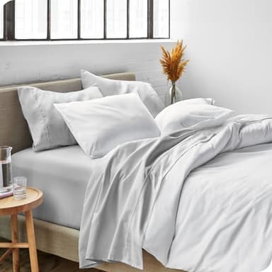 Bare Home Queen Sheet Set - Luxury 1800 Ultra-Soft Microfiber - Double Brushed - Deep Pockets - Easy Fit - 4 Piece Set - Bedding Sheets & Pillowcases (Queen, Cloud Grey) - Image 8
