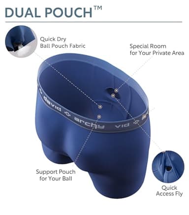 DAVID ARCHY Men's Underwear Micro Modal Dual Pouch Trunks Support Ball Pouch Bulge Enhancing Boxer Briefs for Men 4 Pack(L, Black/Charcoal/Navy/Army Green) - Image 2