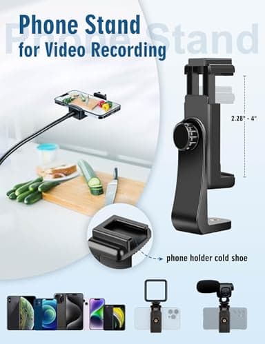 Nineigh Phone Tripod, 85" Tripod for Cell Phone iPhone with Gooseneck, Aluminum Tripods Stand for Video Recording Photo Vlog, Travel Cellphone Tripod with Remote Compatible with iPhone Android - Image 6