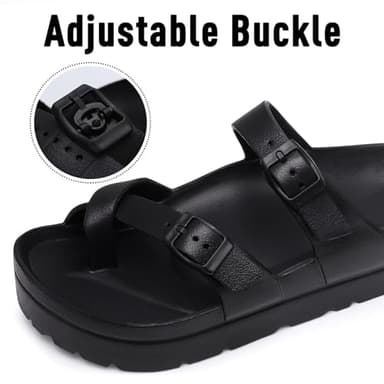 Goosecret Women's Platform Sandals with Arch Support Comfortable Foam Slides Summer Beach Sandals with Adjustable Buckle Black, 38 - Image 5