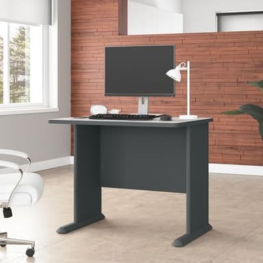Bush Business Furniture Series A 36W Small Desk in White Spectrum and Slate, Compact Computer Table for Home or Professional Office - Image 2