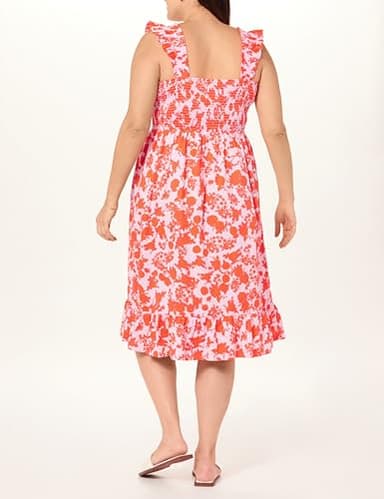 The Drop Women's Kimi Ruffled Shoulder Smocked Midi Dress, Pink/Orange Floral Print, L - Image 6