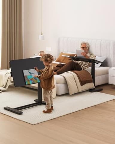 FLEXISPOT Mobile Standing Desk with Wheels Pneumatic Laptop Desk Rolling Computer Cart Movable Height Adjustable Small Sit Stand Desk Computer Workstations Home Use(31.5" W x 15.7" D, Black) - Image 6