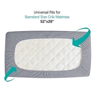 2 Pack Crib Mattress Protector Sheets, Fitted Waterproof Mattress Pad Cover, Noiseless & Machine Wash 100% Absorbent Crib/Toddler Mattress Protector Sheet Quilted, White & Gray, 52" x 28" - Image 7