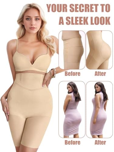 Djpoaug Tummy Control Shapewear for Women, High Waisted Body Shaper Shorts Butt Lifting Shapewear Panties Under Dress Nude - Image 5