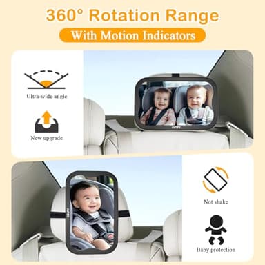 AMTIFO Shatterproof Baby Car Mirror - 360° Adjustable Rearview Mirror for Rear-Facing Car Seats, Clear Wide-Angle View, Easy Tool-Free Installation,Child Safety & Peace of Mind - Image 6
