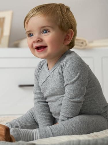 Simple Joys by Carter's Baby Cotton Pants, Pack of 4, Grey Heather/Olive/White Dots/Stripe, Newborn - Image 2