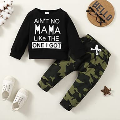 YALLET 18-24 Months Baby Boy Clothes Toddler Fall Winter Outfit Letter Print Long Sleeve Clothing 2PC Infant Hoodie Sweatshirts + Pants Set, Black - Image 2