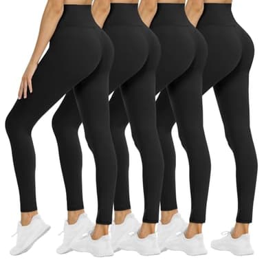 4 Pack Leggings for Women - High Waisted Tummy Control Soft No See-Through Black Yoga Pants for Athletic Workout - Image 1