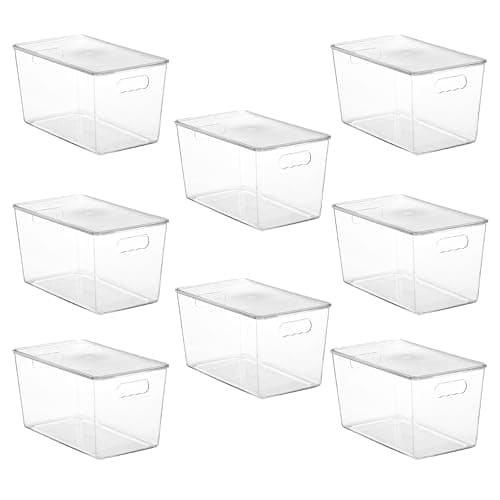 Vtopmart 8 Pack Clear Stackable Storage Bins with Lids,XLarge Plastic Containers with Handle for Pantry Organizer and Storage,Perfect for Kitchen,Fridge,Cabinet, Closet,Bathroom Organization - Image 1