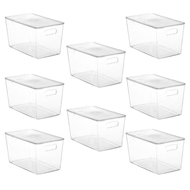 Vtopmart 8 Pack Clear Stackable Storage Bins with Lids,XLarge Plastic Containers with Handle for Pantry Organizer and Storage,Perfect for Kitchen,Fridge,Cabinet, Closet,Bathroom Organization - Image 1