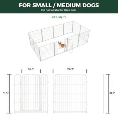 FXW Homeplus Unleashed Indoor Dog Playpen - Stress-Free and Safe Play, Heavy Duty 32 Inch 12 Panels Dog Pen for Small and Medium Dogs, White│Patented - Image 2