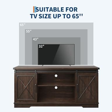 IDEALHOUSE Farmhouse TV Stand and Entertainment Center for TV Up to 65 Inches with Sliding Barn Doors and Adjustable Shelf, Tv Media Console Table with Storage Cabinet for Living Room, Bedroom, Brown - Image 6