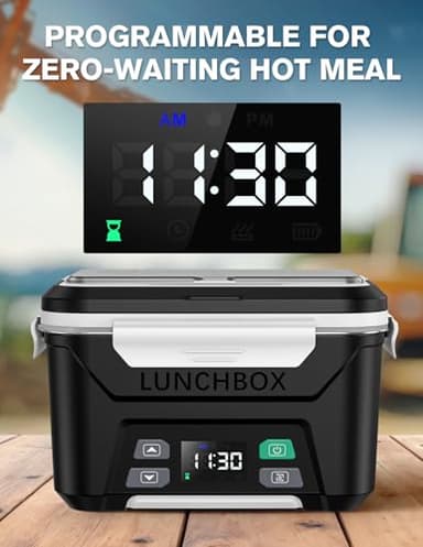 EAST OAK Cordless Electric Lunch Box for Adults, Heated Lunch Box Battery Powered with Automatic Heating, 5.5 Cups Portable Food Warmer with Removable Tray Divider - Image 3