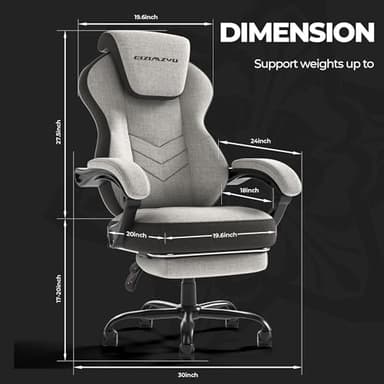 Ergonomic Office Chair with Adjustable Headrest and Footrest, High Back Computer Desk Chair with Linkage Armrests, Reclining Swivel Chair for Home Office, Executive Office Chair (Fabrics-Gray) - Image 2