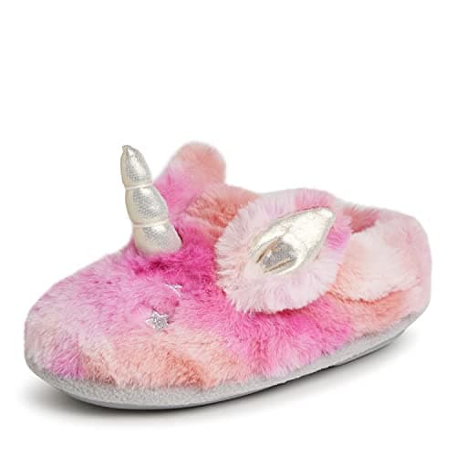 Dearfoams Easter Basket Stuffers Gifts for Kids Washable Animal Critter Slippers, Unicorn, 1 Big Kid - Image 1
