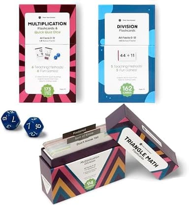 Award-Winning Math Flash Cards – 711 Multiplication & Division Facts (0–12) – Jumbo Cards (3.1” x 5.2”), Visual Aids, 2 Dice, Games, Charts & Mastery Divider Tabs – Grades 3–6 Classroom & Homeschool - Image 3