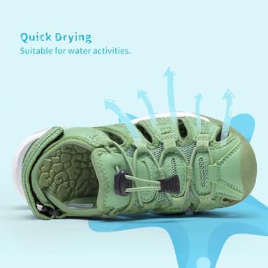 DREAM PAIRS Boys Girls Summer Outdoor Athletic Sport Sandals Walking Hiking Hook and Loop Adjustable Multicolor for Toddler/Little/Big Kids,Size 1 Little Kid,Green,160912-K - Image 3