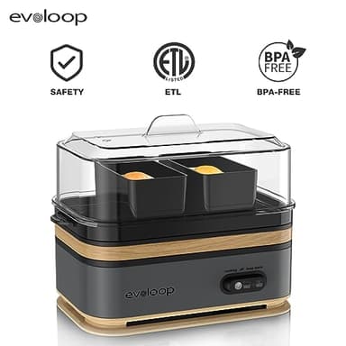 Evoloop Rapid Egg Cooker Electric 6 Eggs Capacity, Soft, Medium, Hard Boiled, Poacher, Omelet Maker Egg Poacher With Auto Shut-Off, BPA Free - Image 6