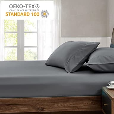 FreshCulture King Fitted Sheet Only - Hotel Quality Fitted Sheet King Size - Ultra Soft & Breathable - Brushed Microfiber - Deep Pocket - Cooling Fitted Sheets for King Size Bed (Dark Grey) - Image 7