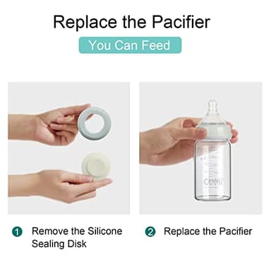 COMI Wide Neck Glass Breastmilk Collection n Storage Bottle, 6oz with Screw Ring Sealing Disk; Re-markable Sealing Disc. BPA Free, Fits Breast Pumps & Nipples (2 Pack Gray Lids) - Image 6