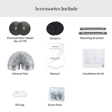 FIREGAS Wall Mount Range Hood 30 Inch, 600 CFM Ducted/Ductless Convertible Stainless Steel Kitchen Vent Hood with 3 Speed Fan, LED Lights and Push Button Control - Image 9