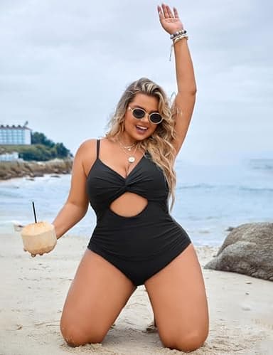 Blooming Jelly Womens Plus Size Bathing Suit Tummy Control One Piece Swimsuit Twist Front Ruched Swimwear - Image 5