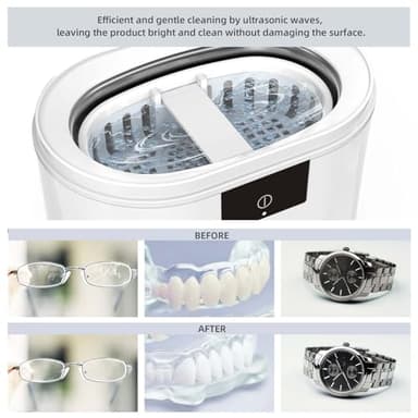 ZKH Ultrasonic Jewelry Cleaner, 48kHz High Frequency Sonic Jewelry Cleaner Machine with 500ml Capacity for Jewelry, Eyeglasses, Watch Straps, Earrings, Ring, Necklaces, Razors, Dentures - Image 4